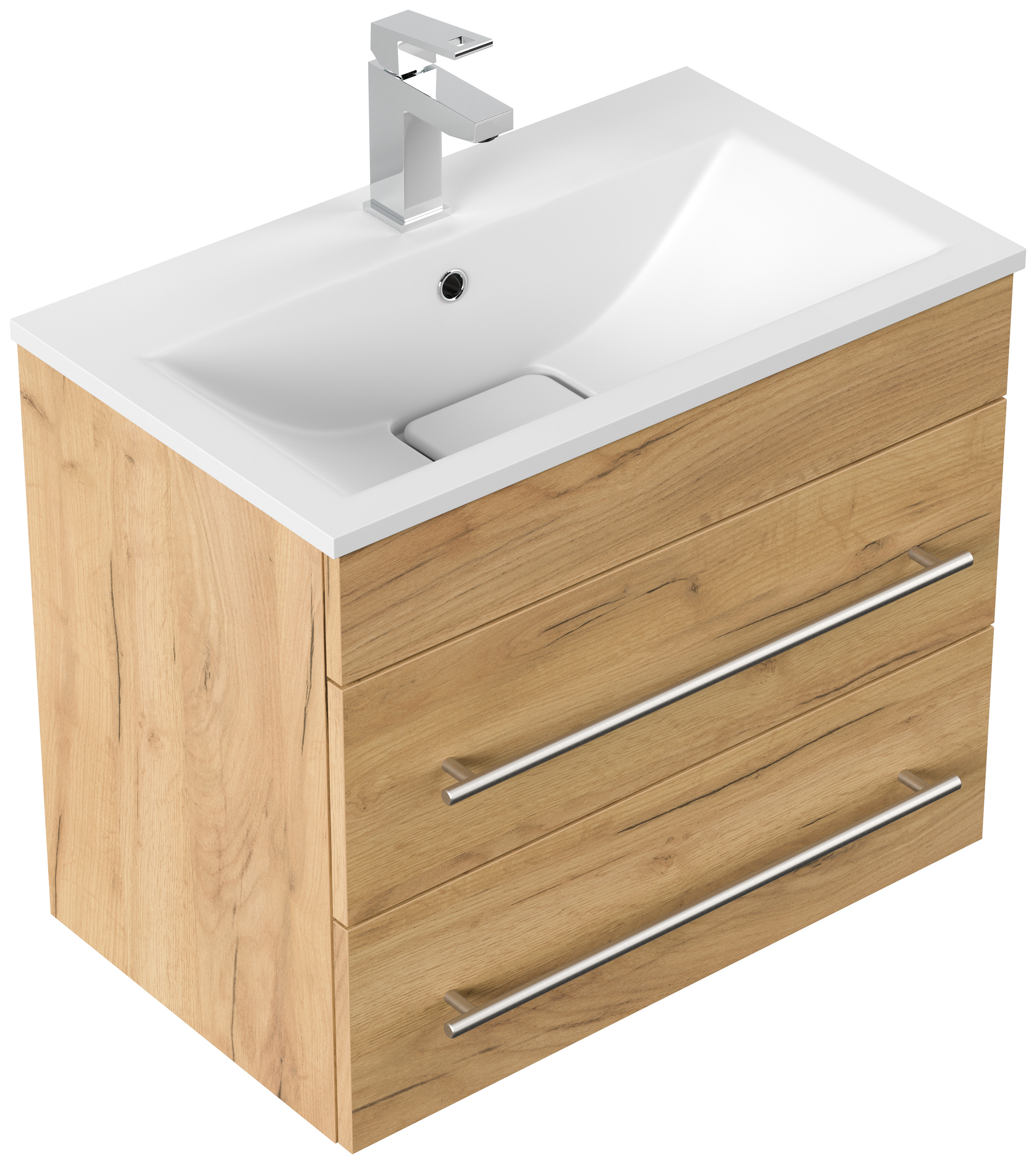 Badmöbel Mona 60x36cm mit 2 SoftClose Schubladen eiche gold