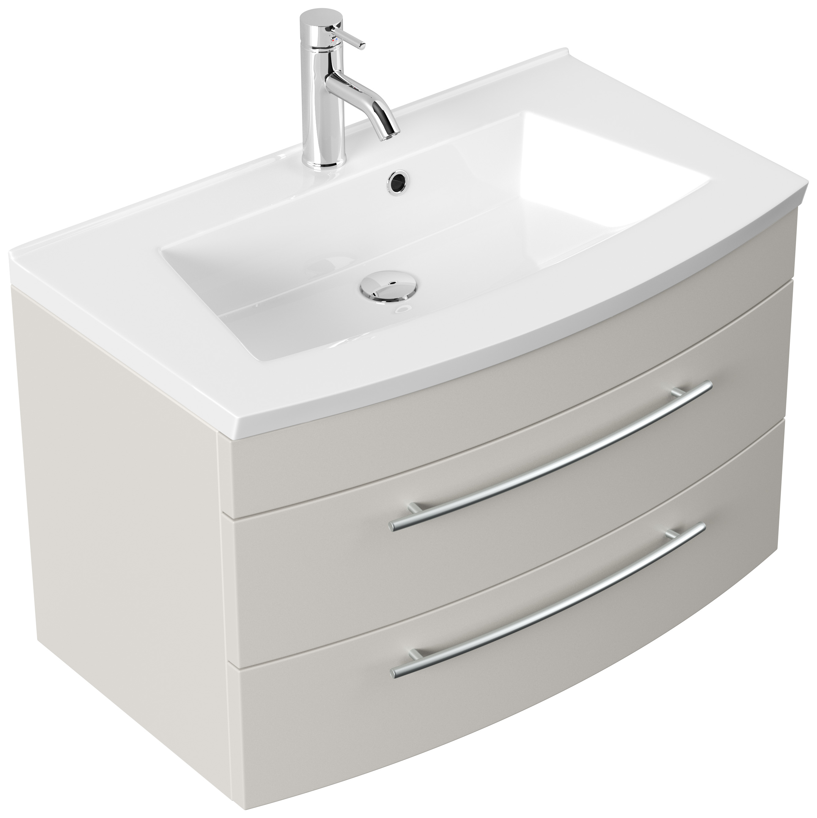 Badmöbel Bella 80 mit runder Front SoftClose lackiert kaschmir matt