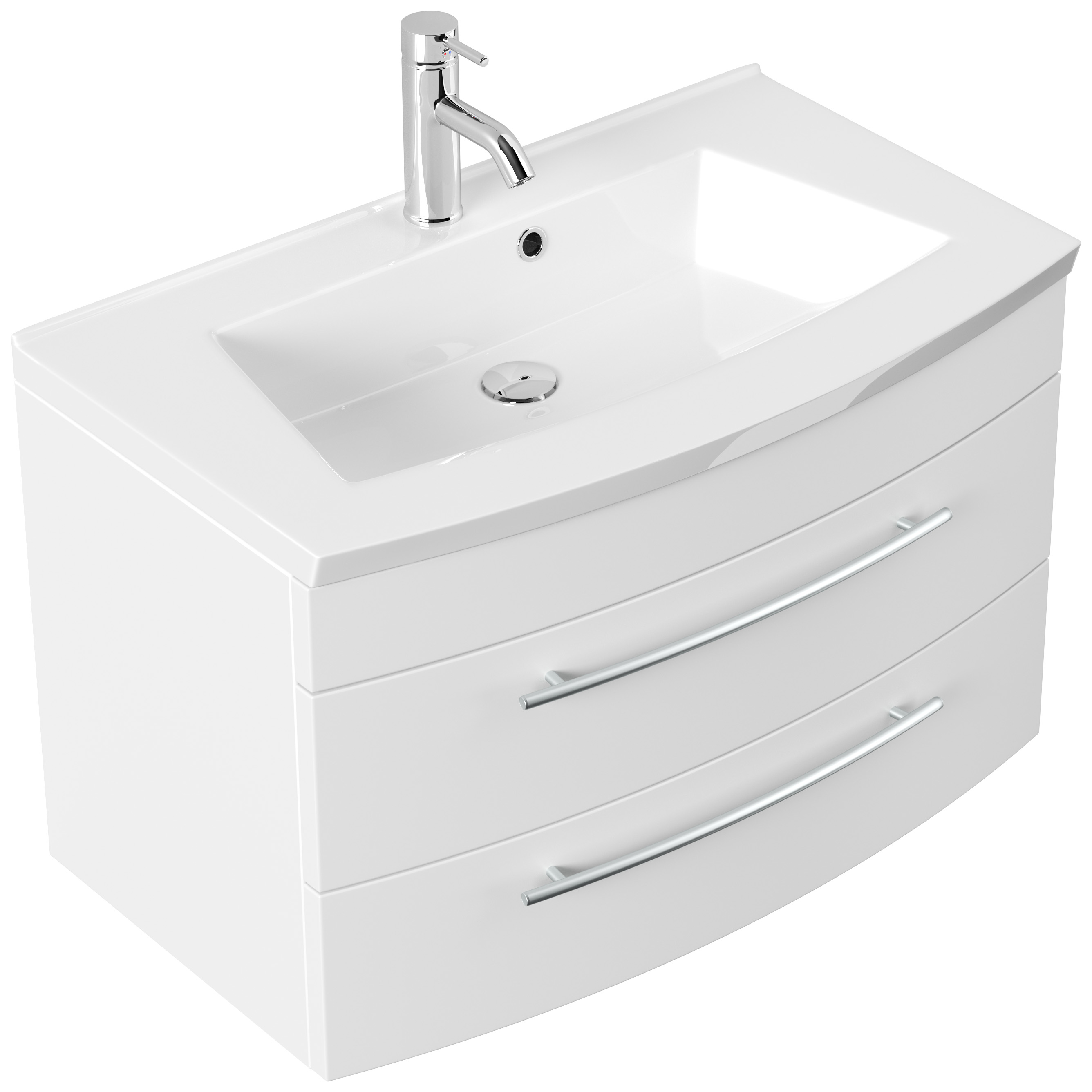 Badmöbel Bella 80 mit runder Front SoftClose lackiert weiss matt