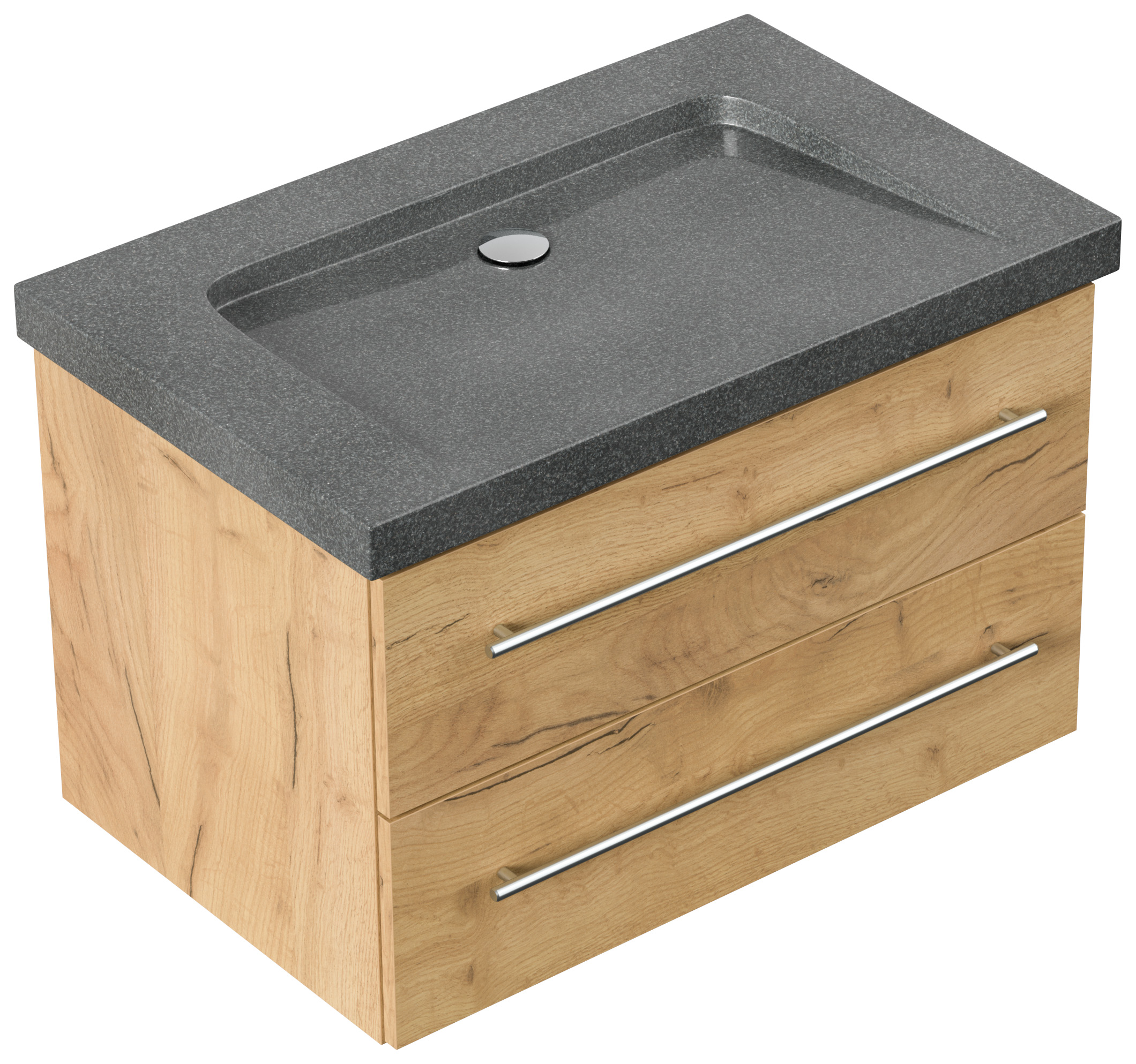 Badmöbel Granit G654 Damo 75 cm ohne Hahnloch SoftClose eiche gold