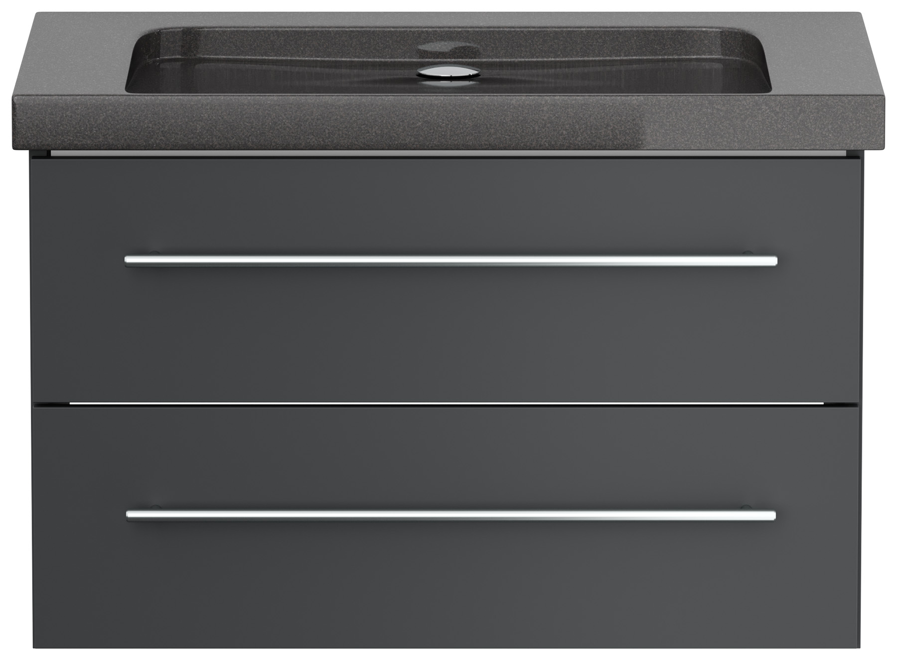 Badmöbel Granit India Black Damo 75 cm ohne Hahnloch SoftClose grafit