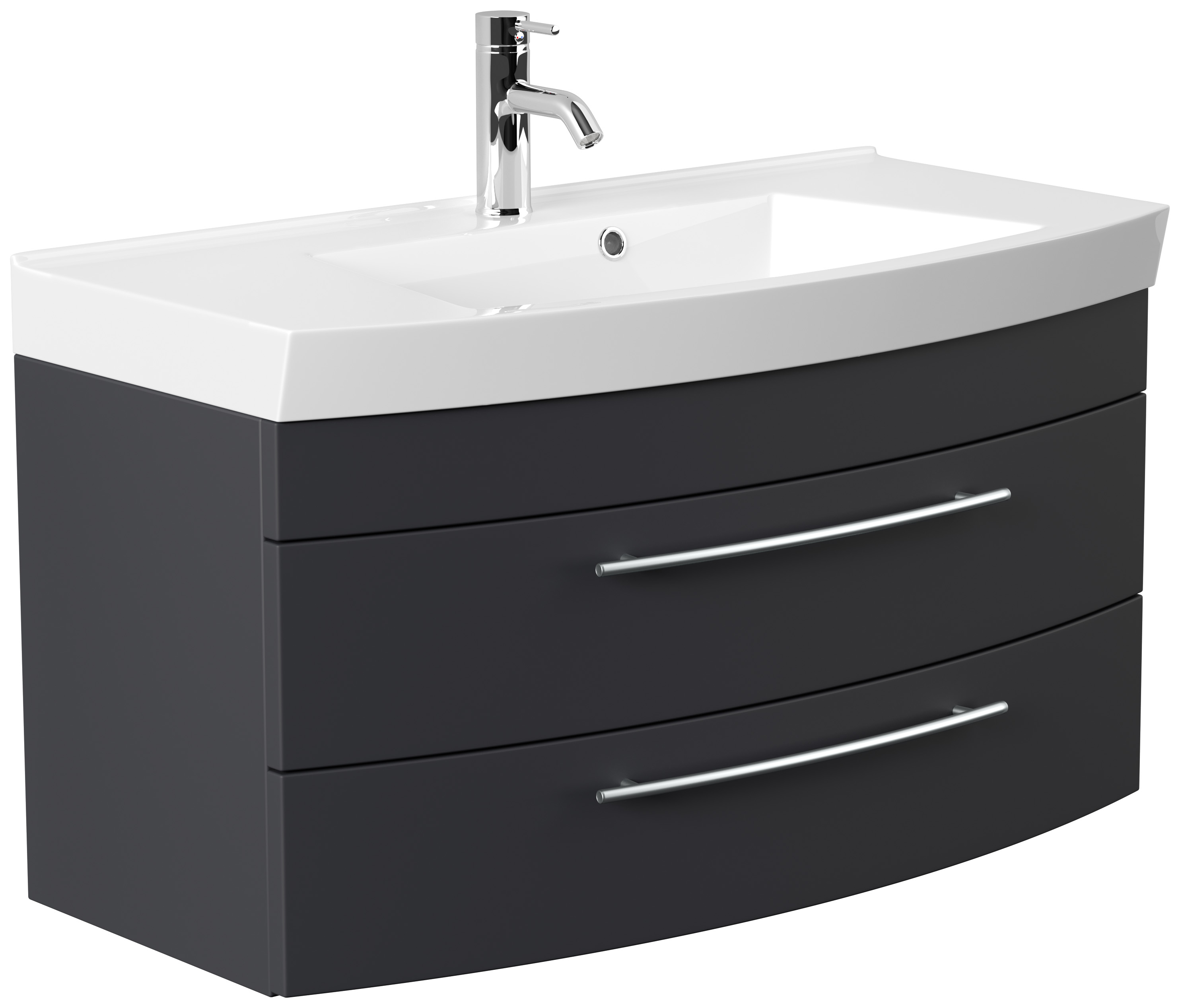 Badmöbel Bella 100 mit runder Front SoftClose lackiert weiss matt