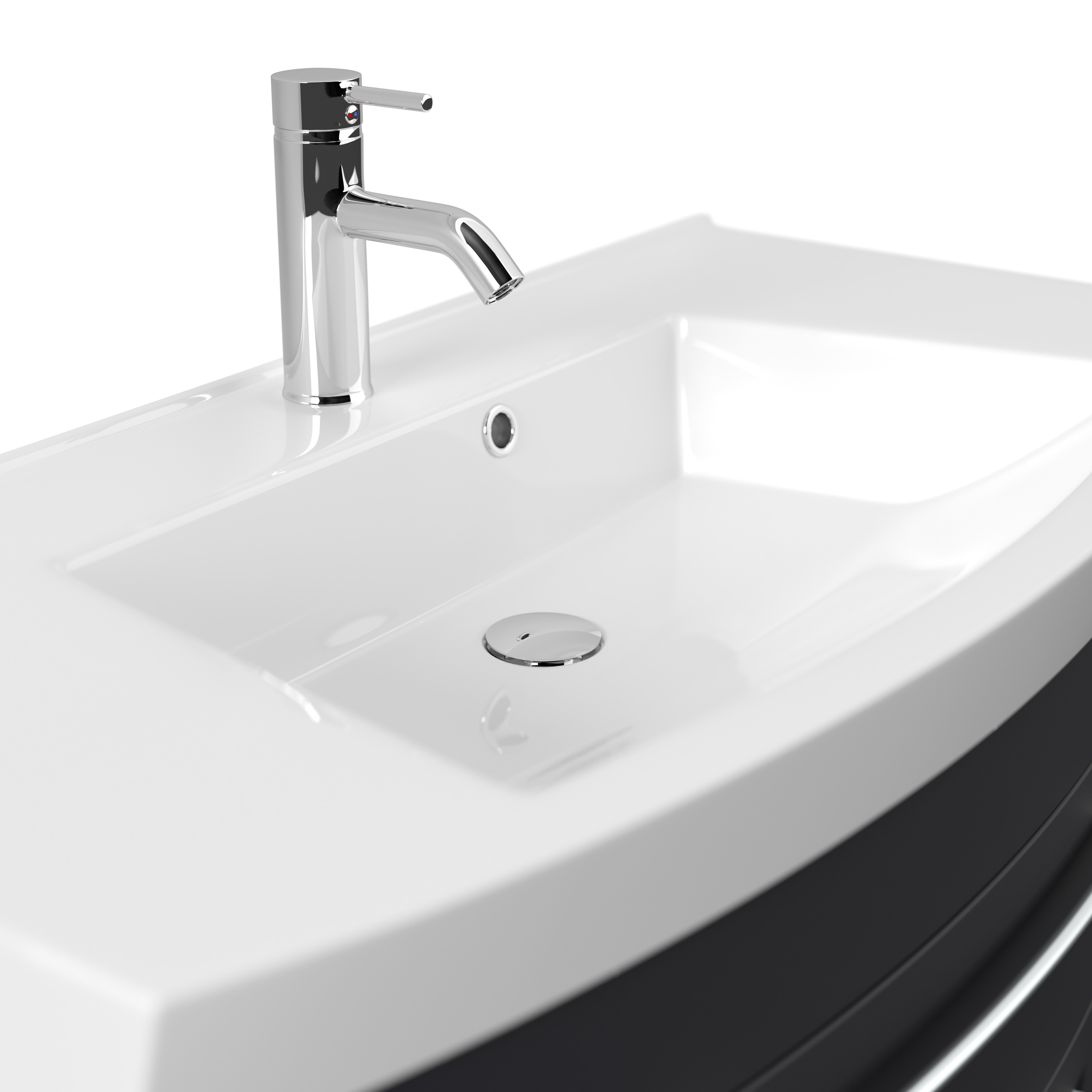Badmöbel Bella 100 mit runder Front SoftClose lackiert weiss matt