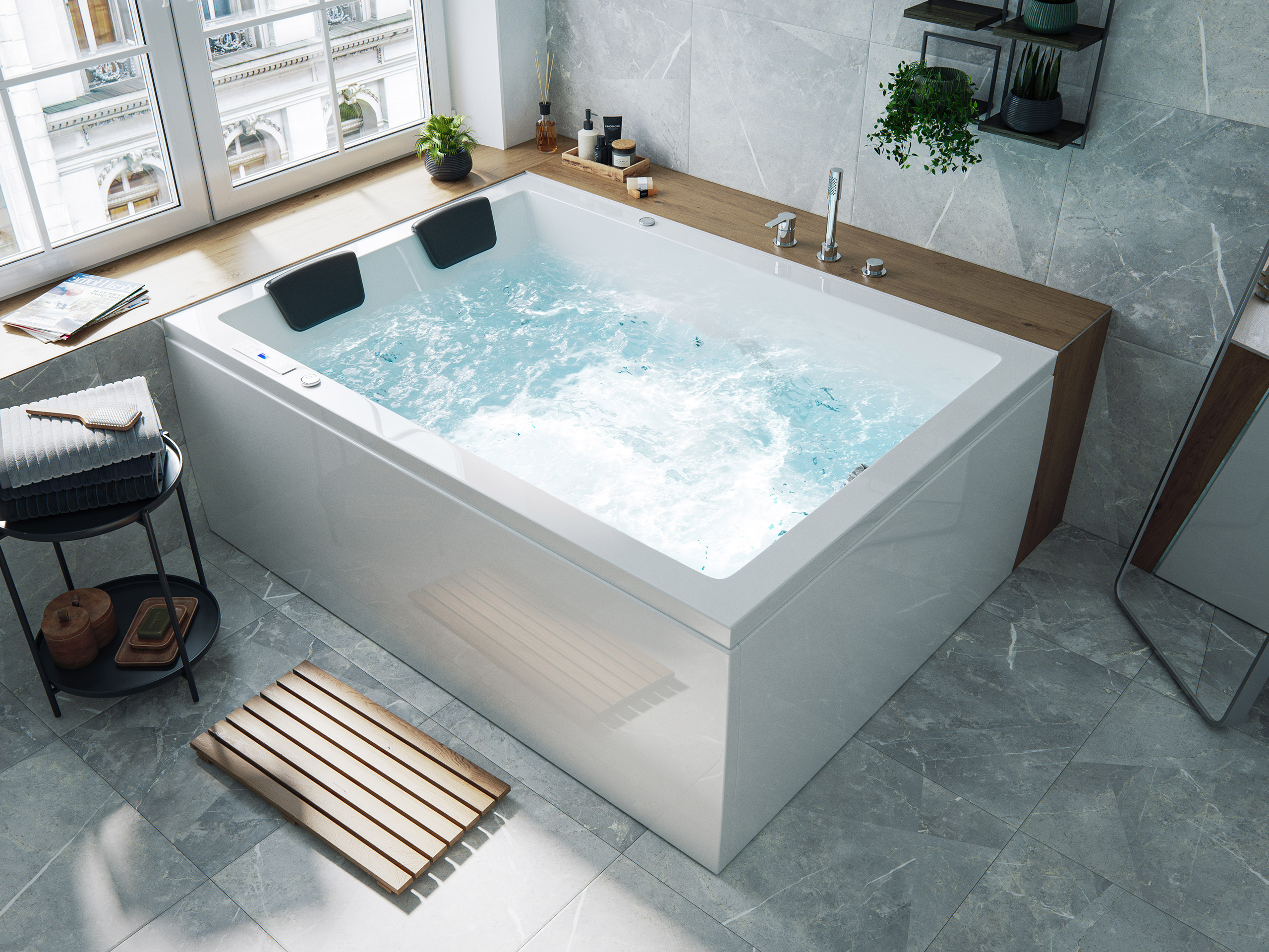 Whirlpool Andalusia 2 Pers. 180x130 links Made in Germany 24 Düsen ohne Armatur