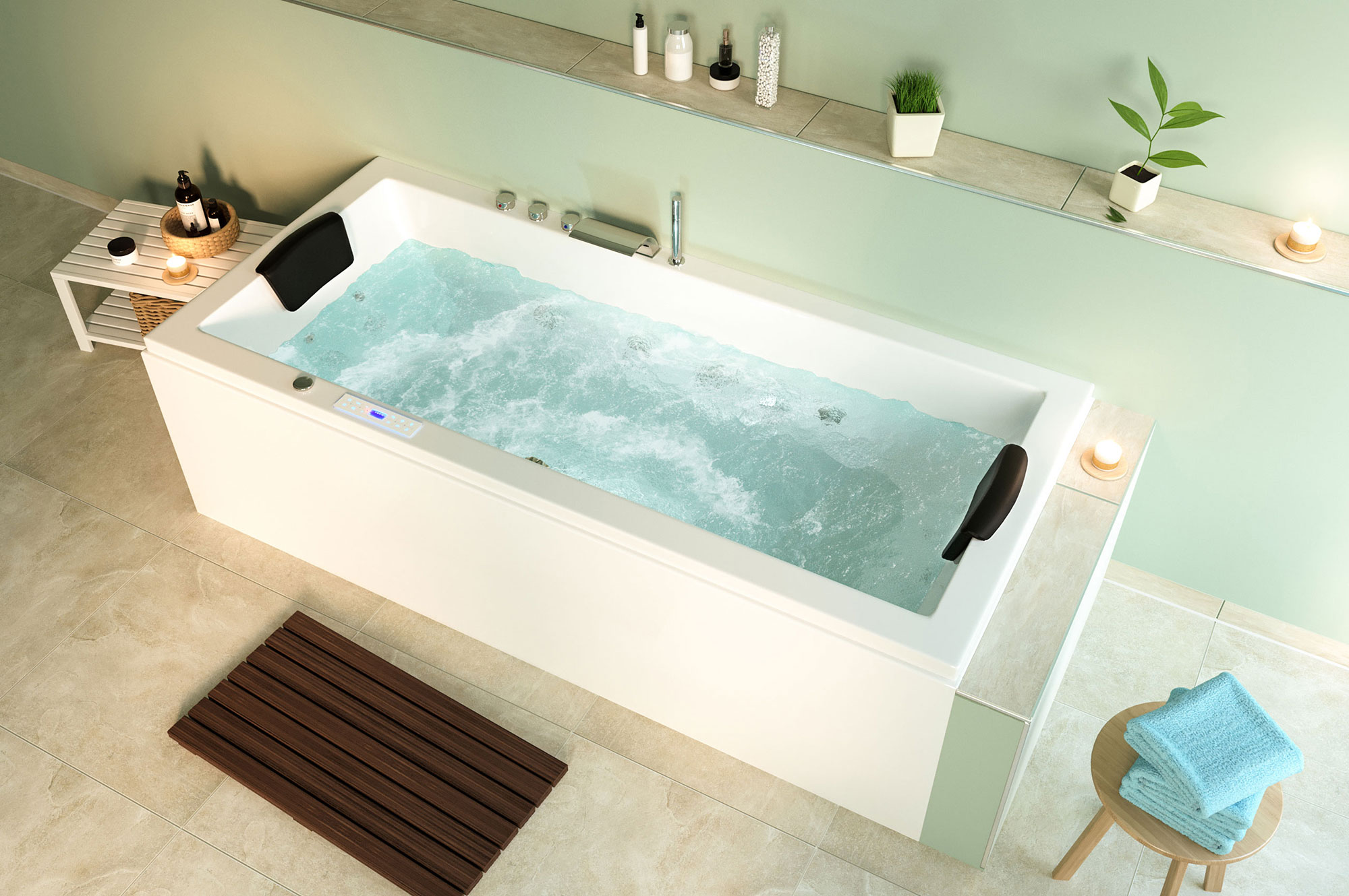 Rechteck Whirlpool Unity 190x90 Made in Germany 24 Düsen Befüllung Überlauf