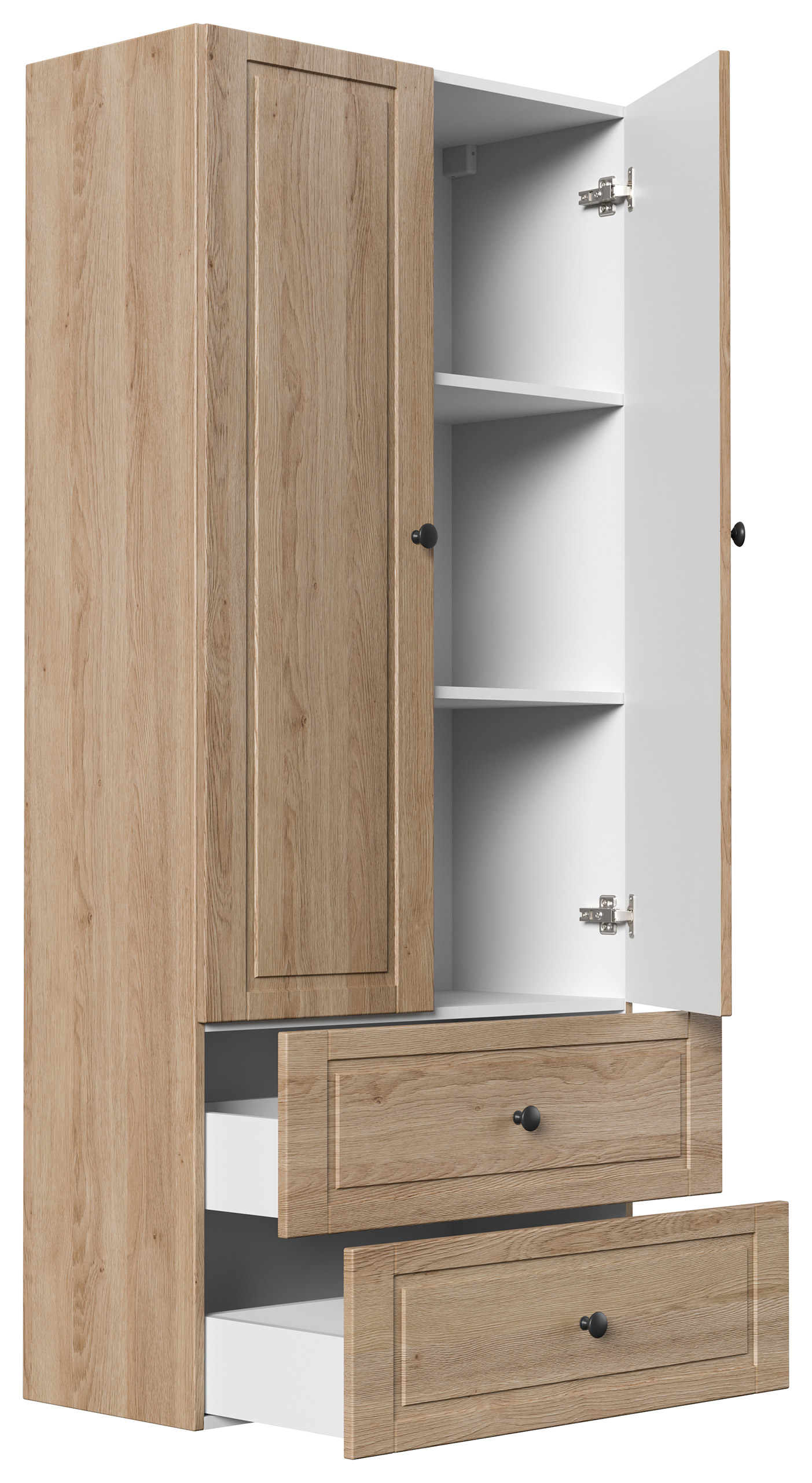 Badezimmer Hochschrank XL Cottage 176x80cm Eiche hell