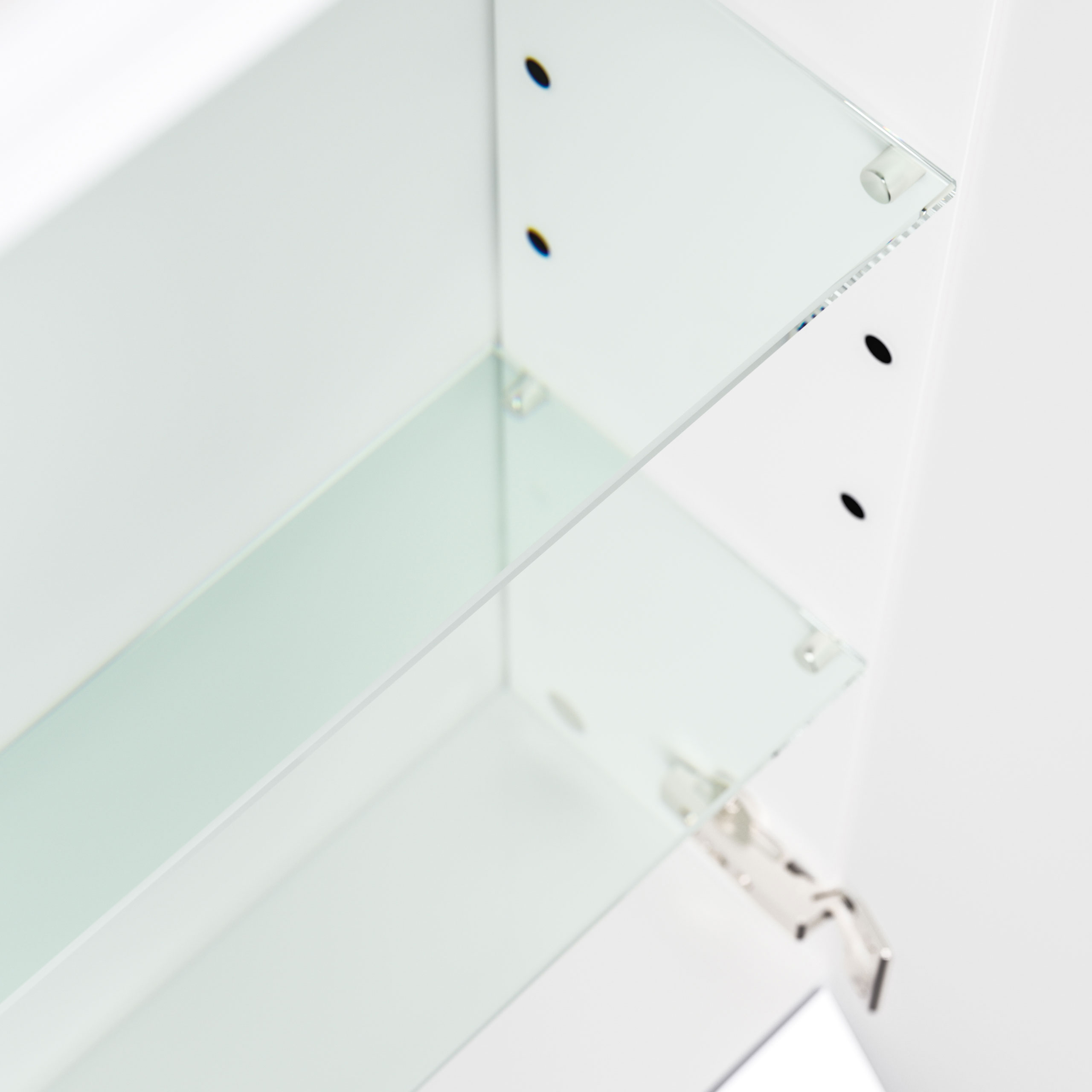 Spiegelschrank 160cm mit Acryl-Lampe und Glasböden Weiss hochglanz
