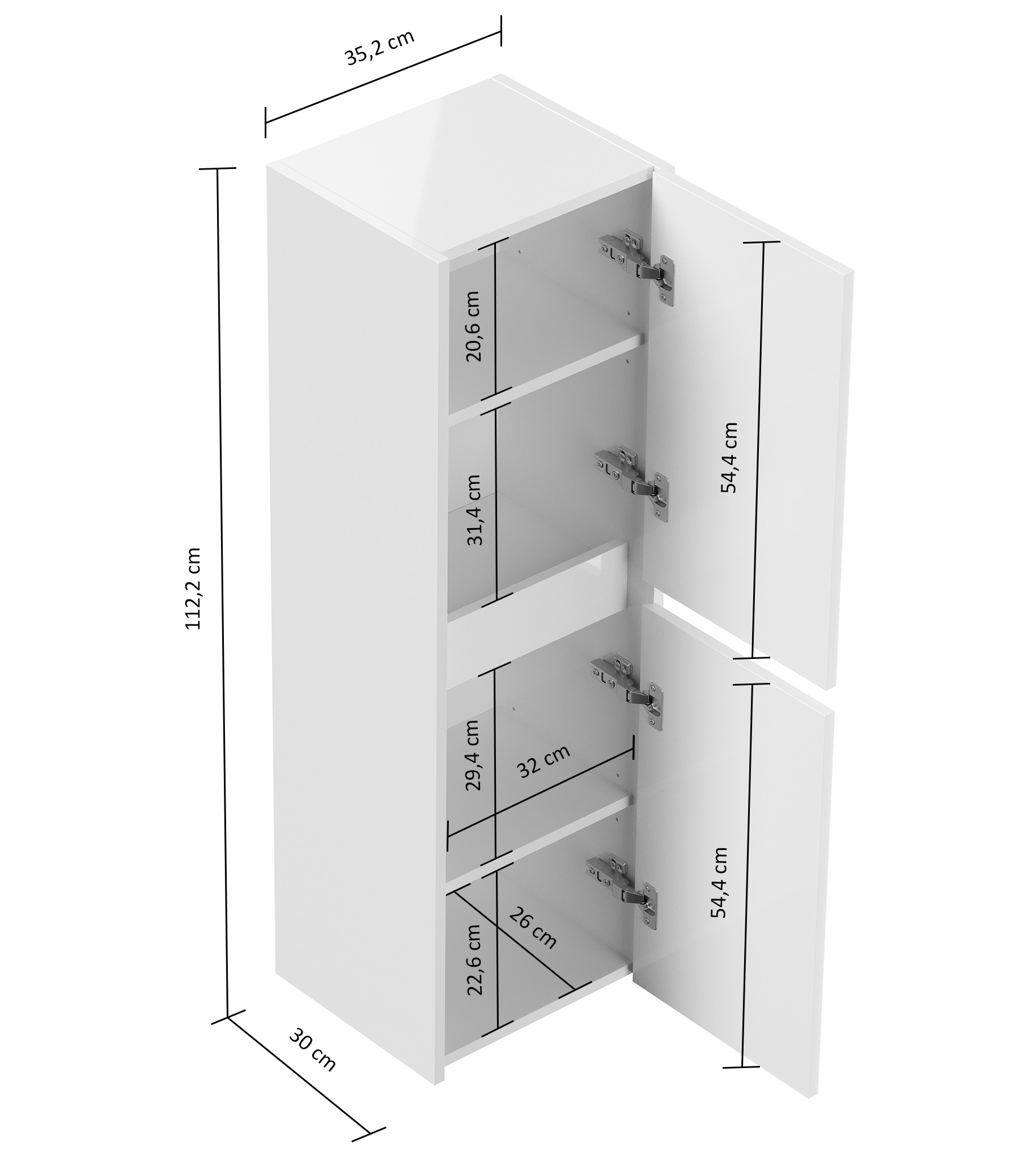 Badmöbelset Taifun 150cm 5tlg mit 2x Spiegelschrank & 2x Seitenschrank eiche