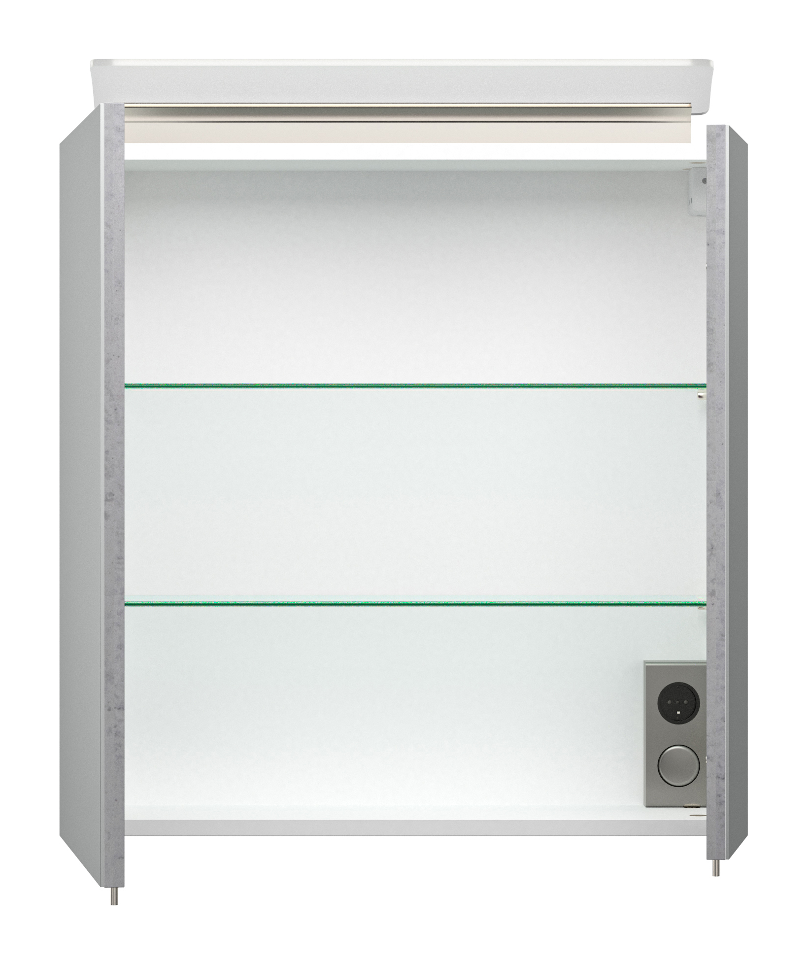 Spiegelschrank 60cm inkl. Design LED-Lampe und Glasböden anthrazit gemasert