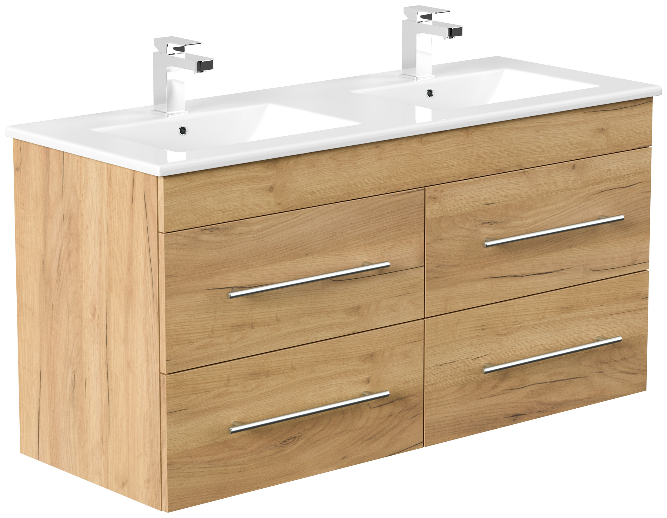 Badmöbelset Helios 5-teilig Spiegelschrank Hoch- Seiten- Midischrank eiche gold