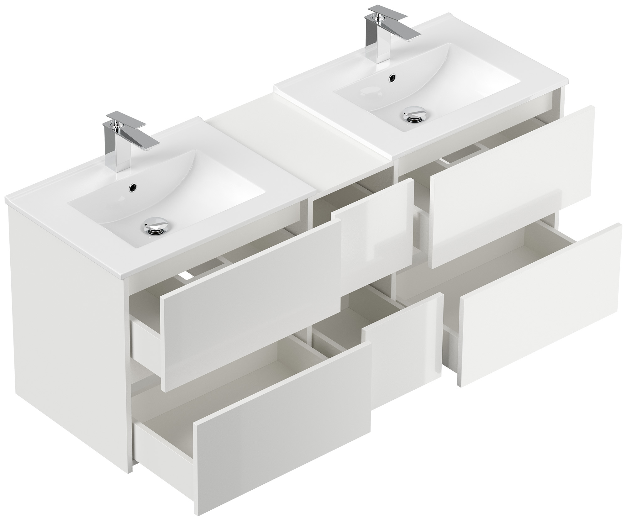 Badmöbelset Taifun 150cm 5tlg mit 2x Spiegelschrank & 2x Seitenschrank eiche