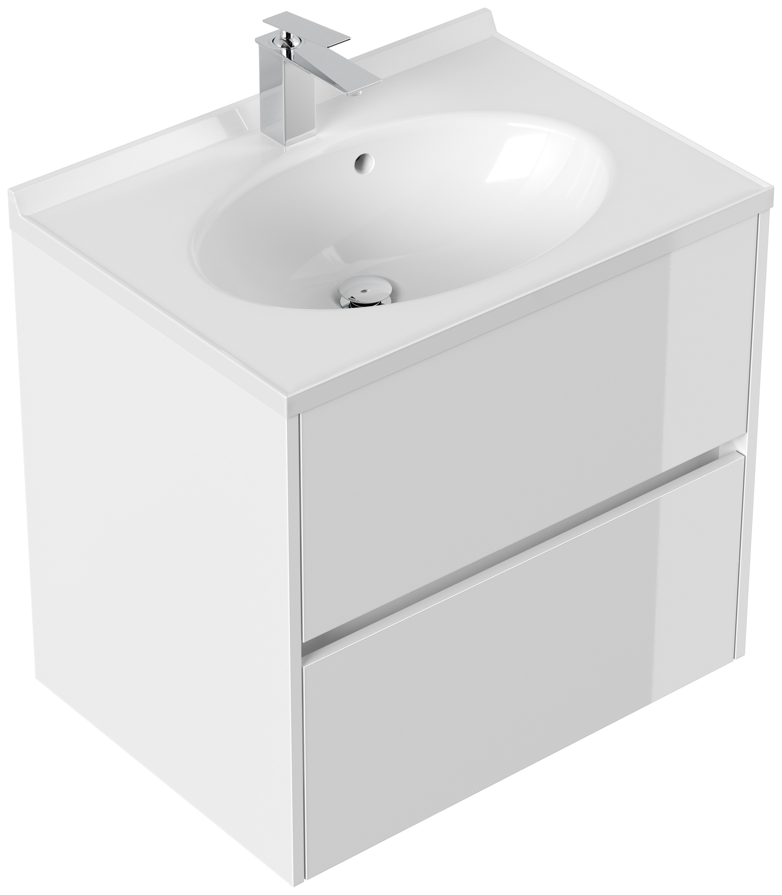 Badmöbel Rina & Waschtisch 70cm 2 Greifraum SoftClose Auszüge weiss hochglanz