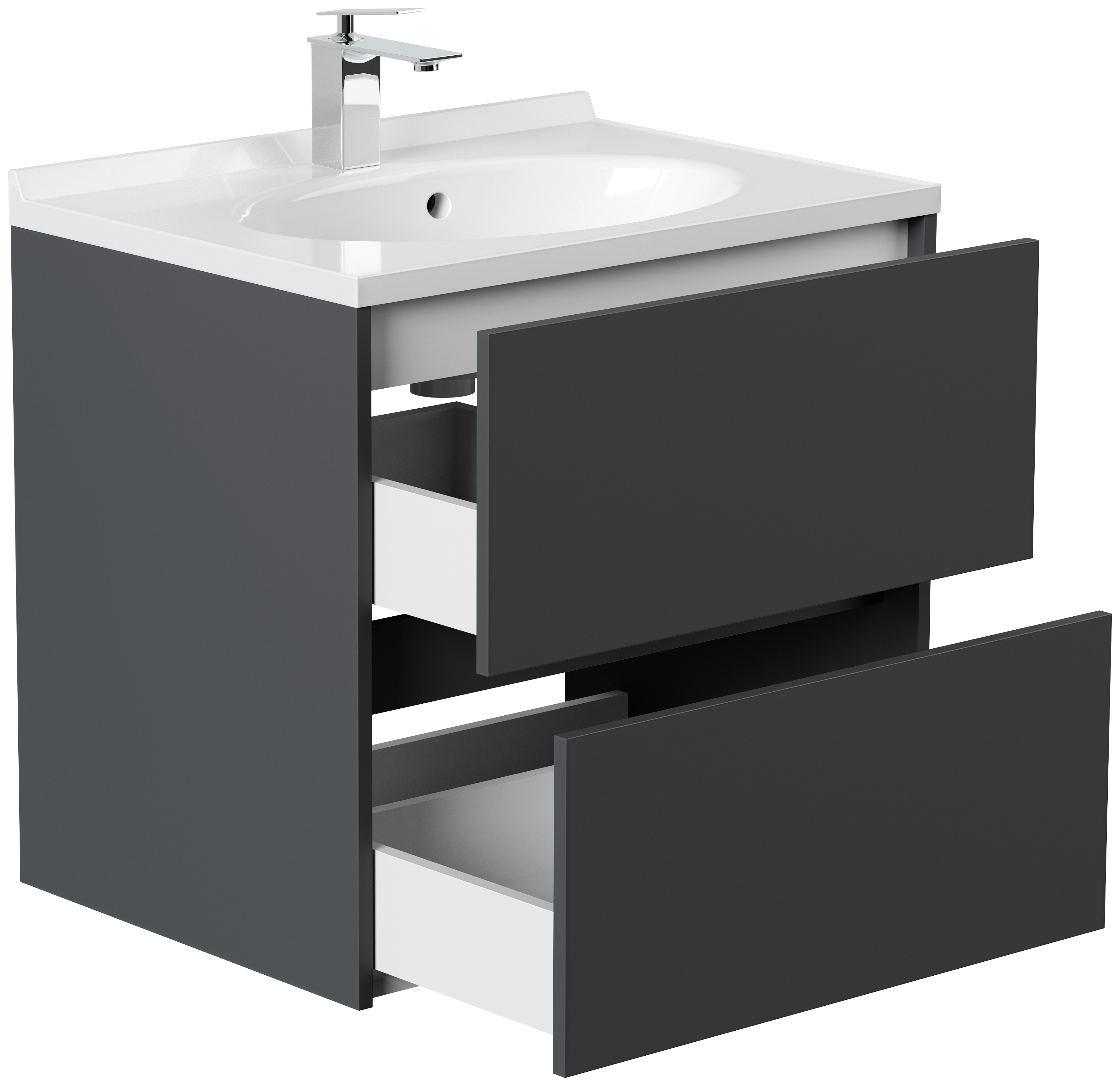 Badmöbel Rina & Waschtisch 70cm 2 Greifraum SoftClose Auszüge grafit