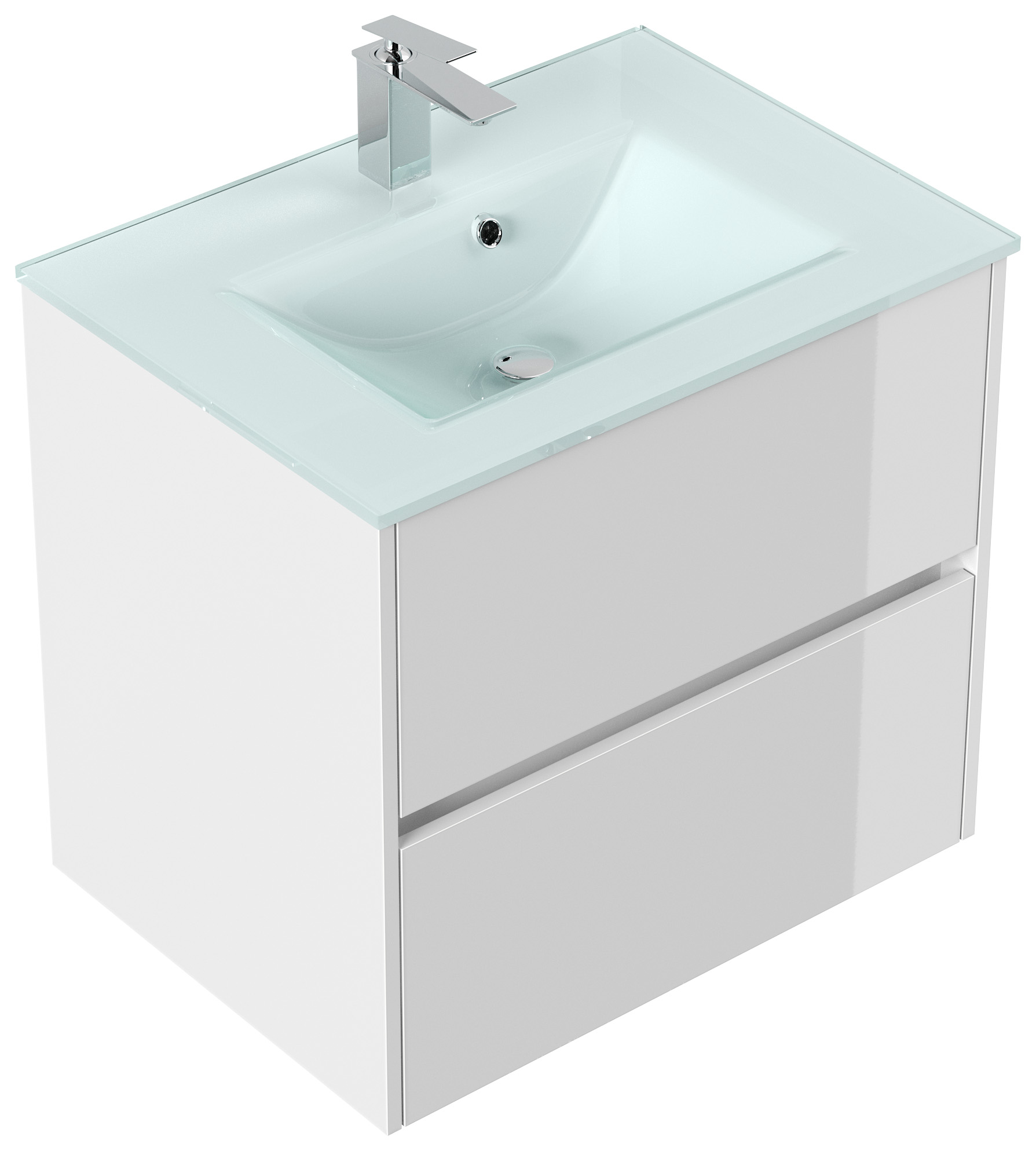 Badmöbel Lina & Waschtisch 70cm 2 Greifraum SoftClose Auszüge weiss hochglanz