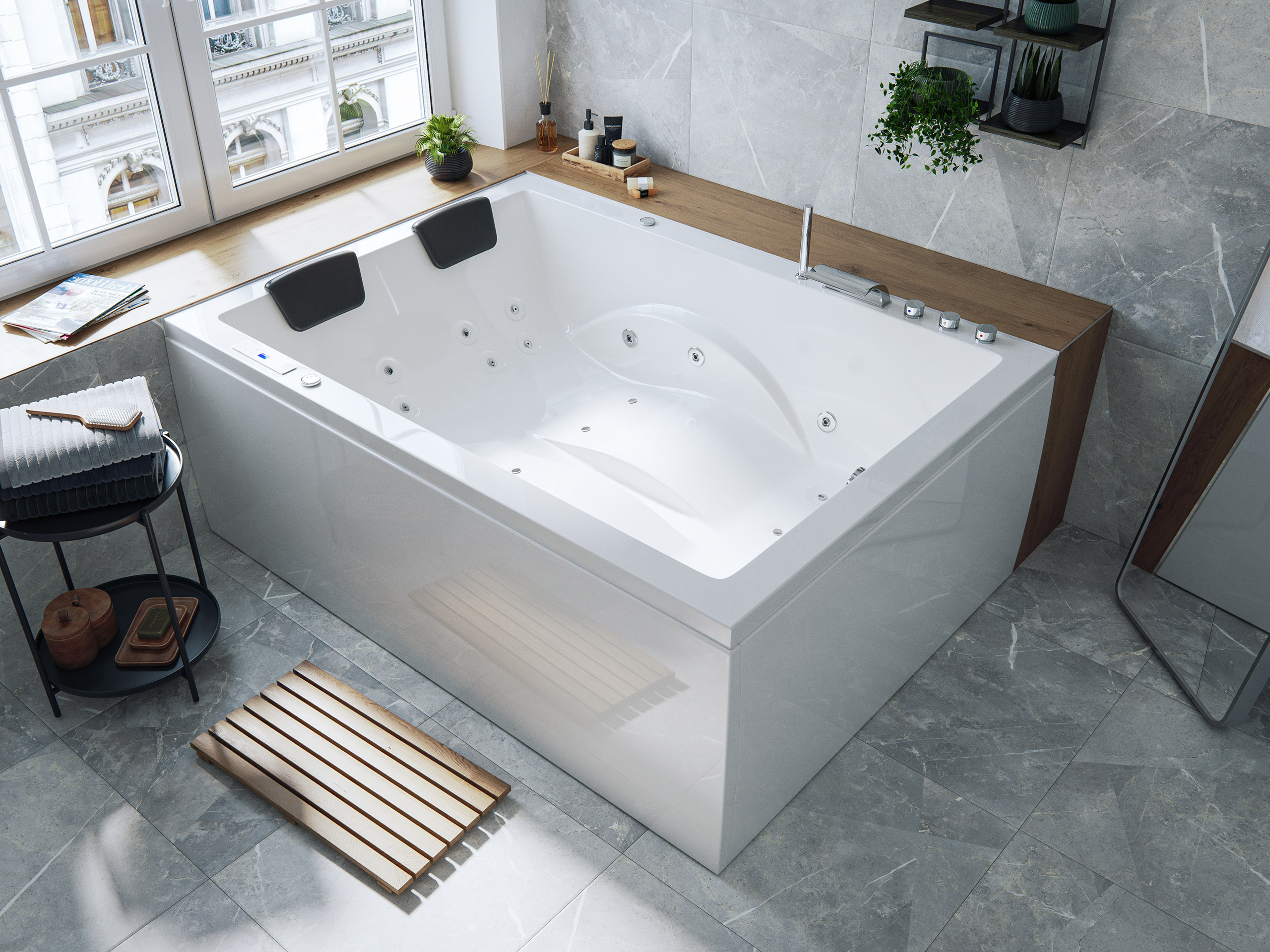 Whirlpool Andalusia 2 Pers. 180x130 links Made in Germany 24 Düsen ohne Armatur