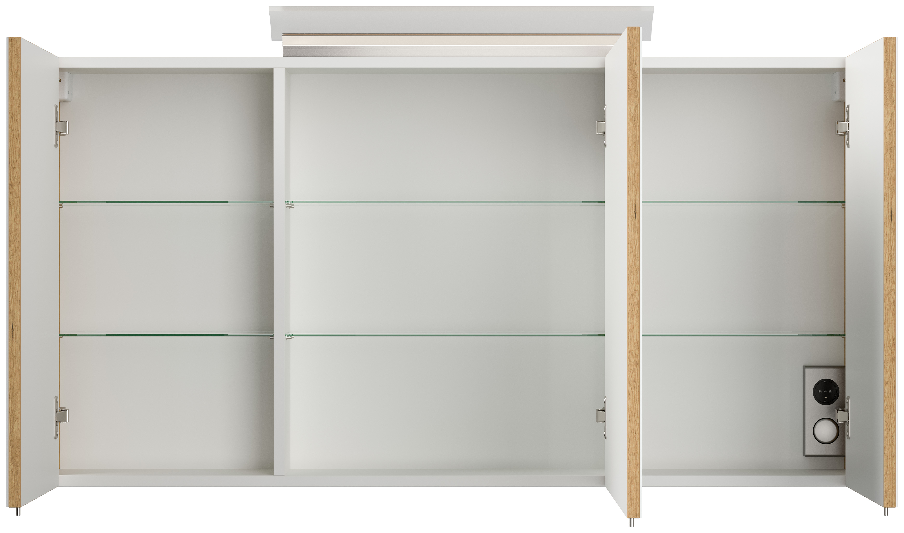 Badmöbelset Helios 5-teilig Spiegelschrank Hoch- Seiten- Midischrank eiche gold