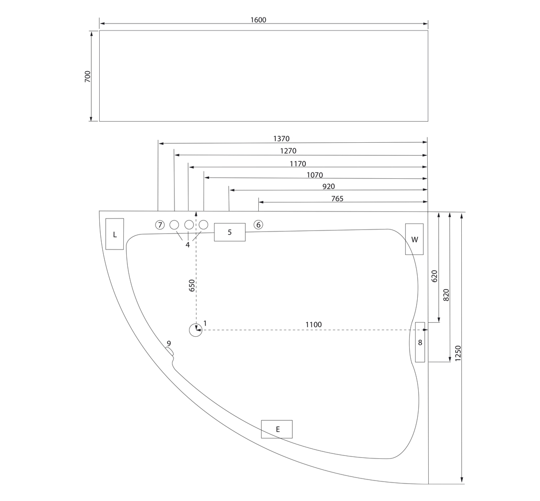 Eck Whirlpool Royal 160x125 rechts Made in Germany 21 Düsen Befüllung Überlauf