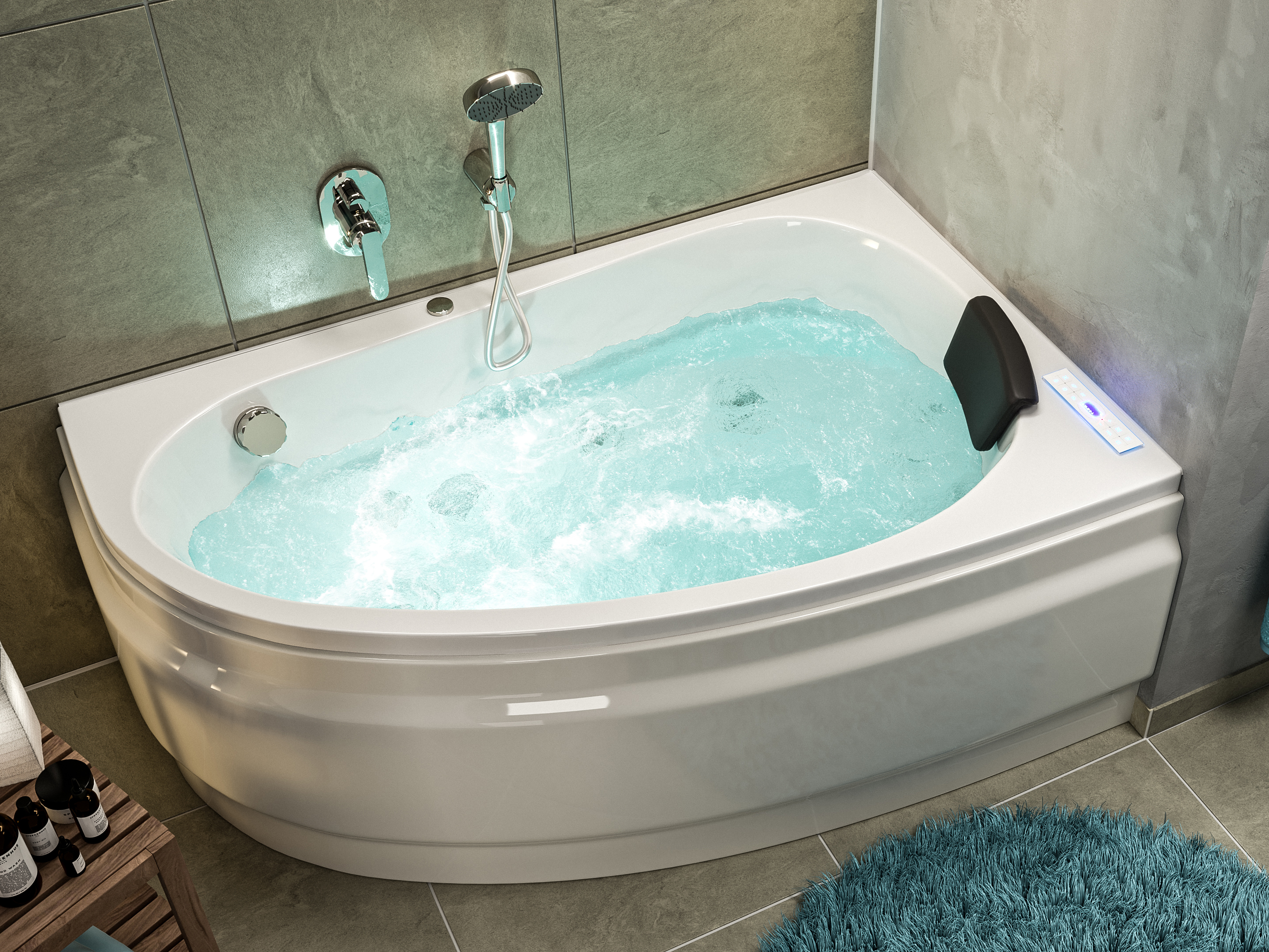 Langeck Whirlpool Stardust 150x95 rechts Made in Germany 22 Düsen ohne Armatur