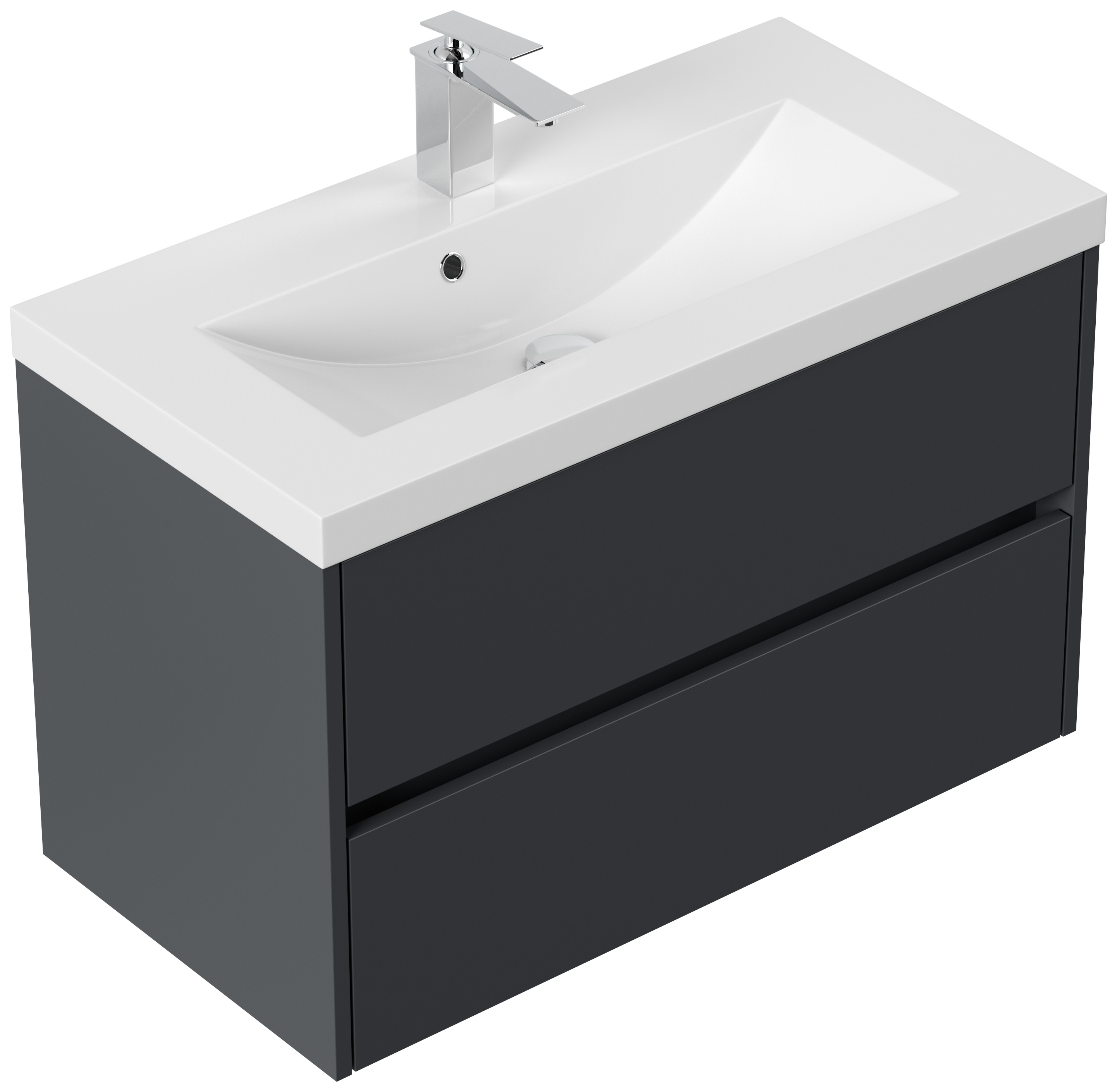 Badmöbel Melora & Waschtisch 80cm 2 Greifraum SoftClose Auszüge grafit