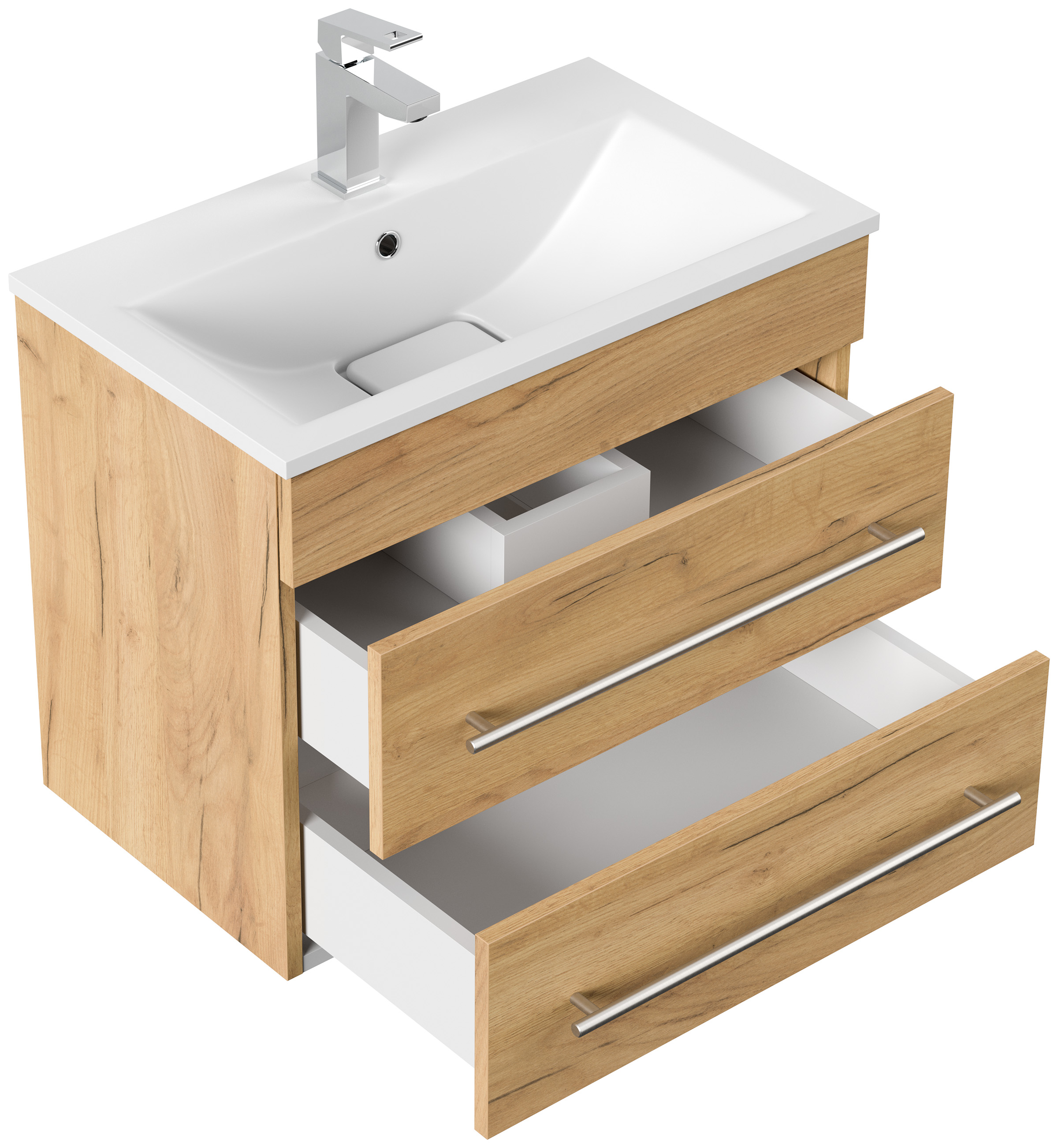 Badmöbel Mona 60x36cm mit 2 SoftClose Schubladen eiche gold