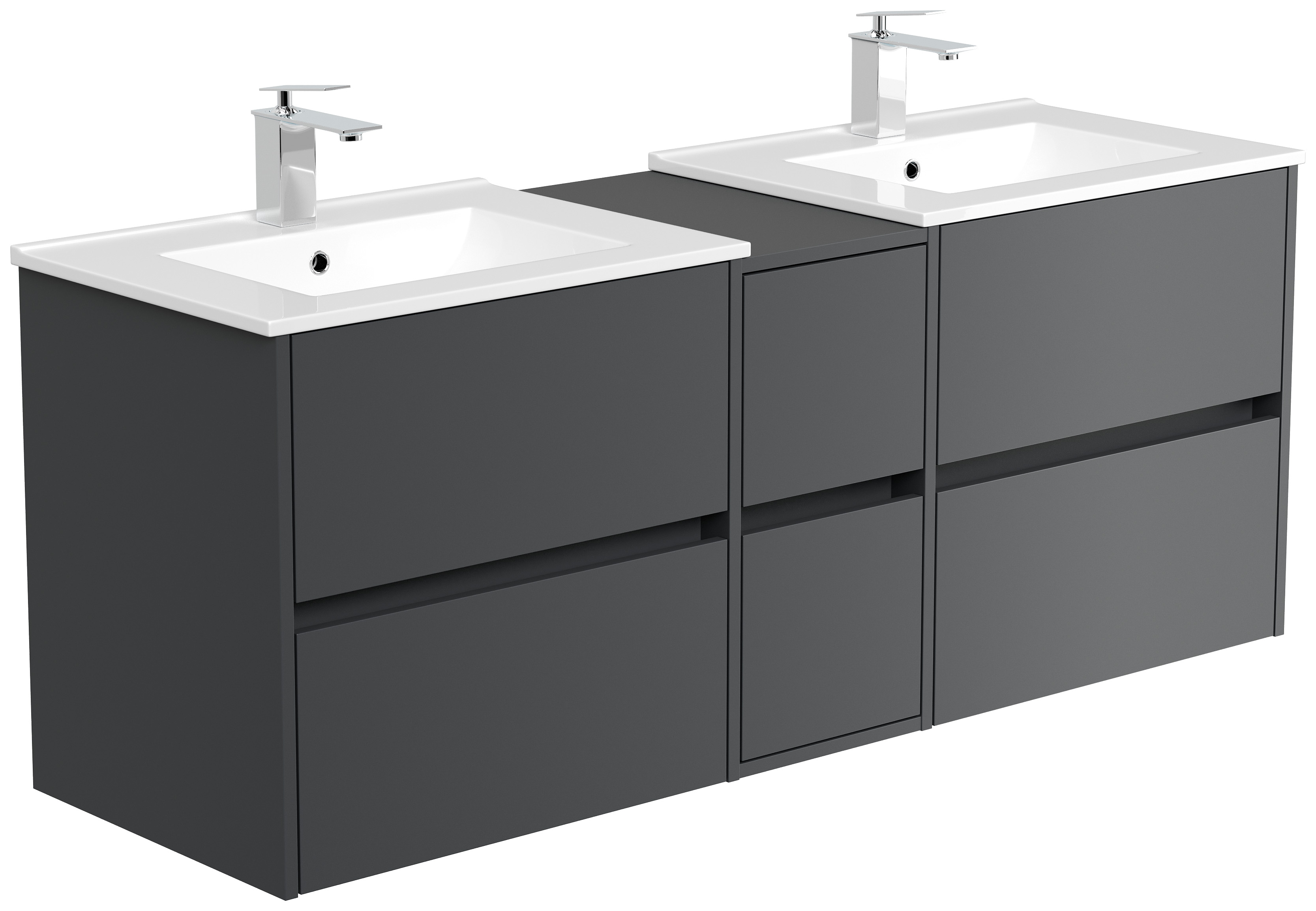 Badmöbelset Taifun 150cm 5tlg mit 2x Spiegelschrank & 2x Seitenschrank eiche
