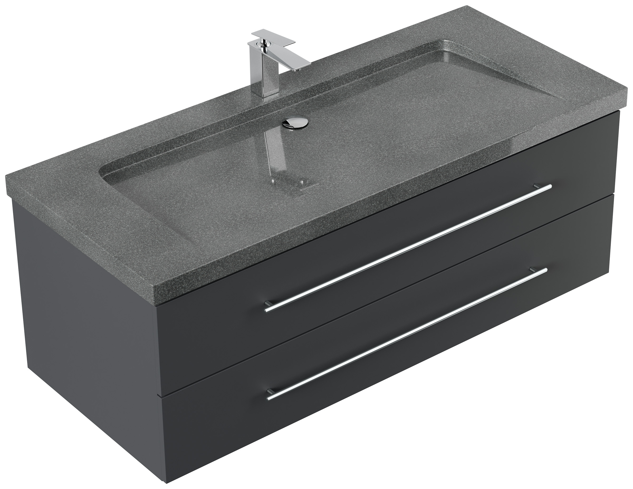 Badmöbel Granit G654 Damo 130 cm 1 Hahnloch SoftClose grafit