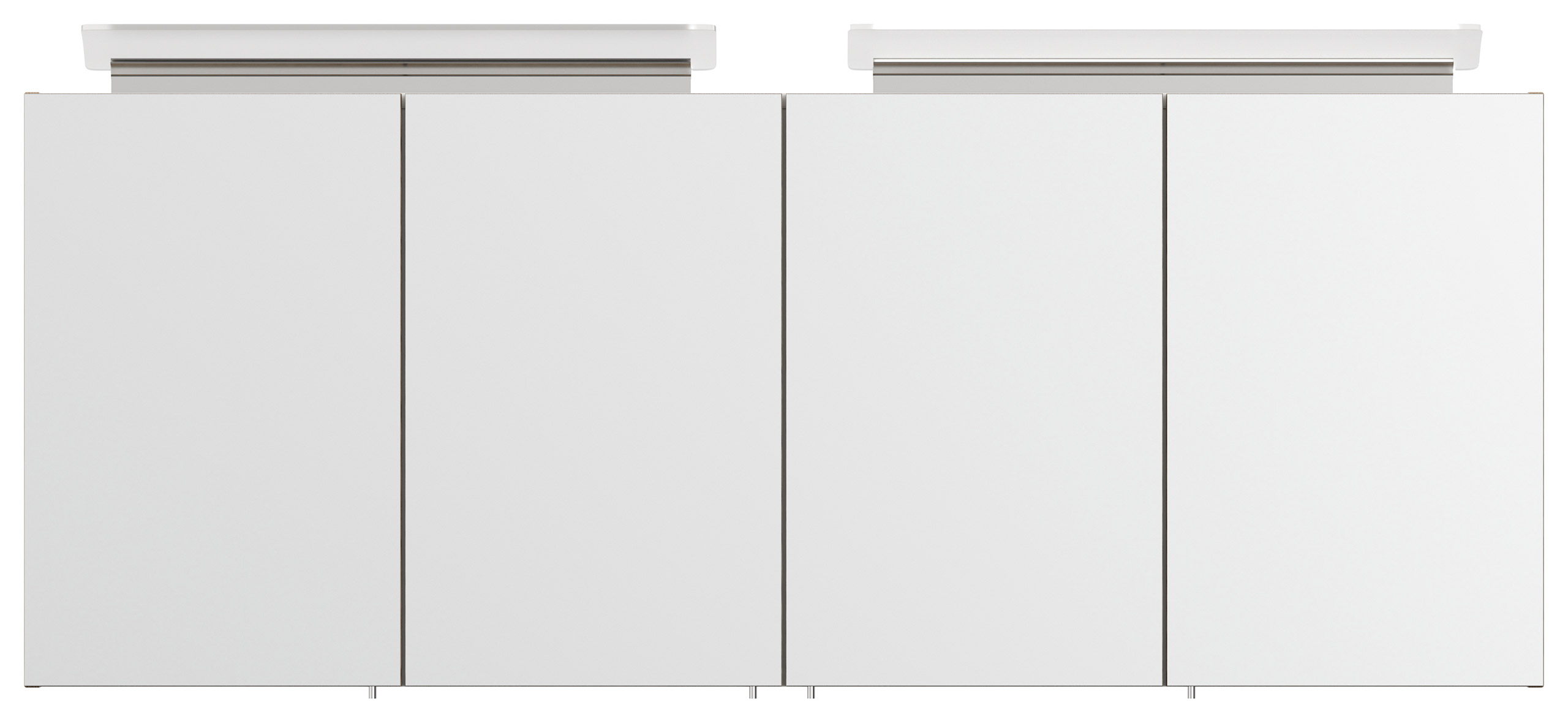 Spiegelschrank 160cm mit Acryl-Lampe und Glasböden Weiss hochglanz