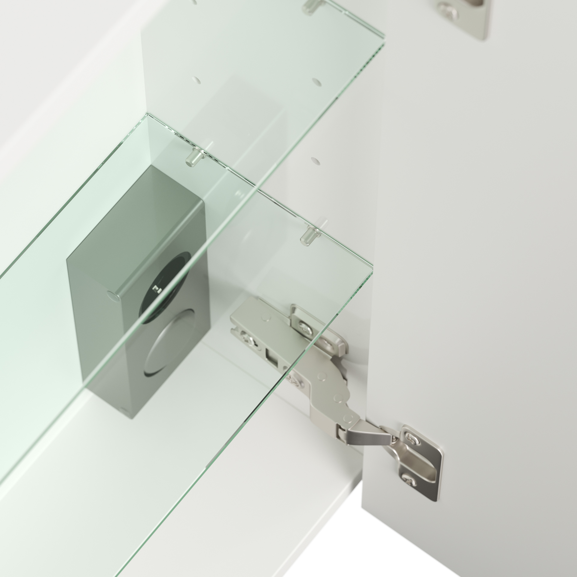 Spiegelschrank 60cm inkl. Design LED-Lampe und Glasböden eiche gold