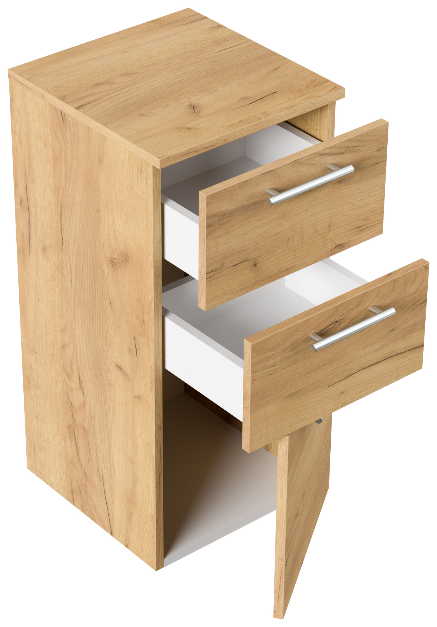 Badmöbelset Helios 5-teilig Spiegelschrank Hoch- Seiten- Midischrank eiche gold