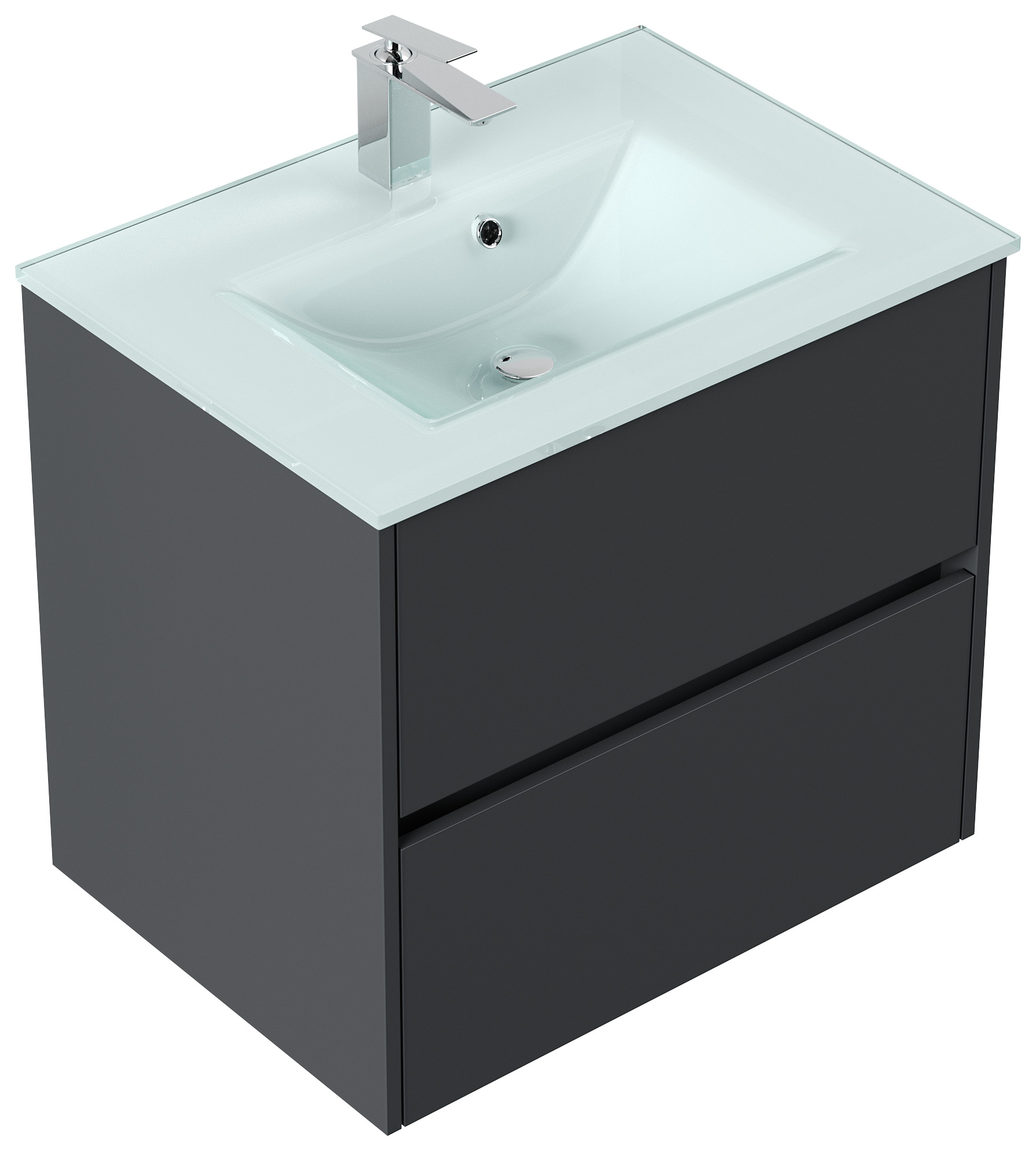 Badmöbel Lina & Waschtisch 70cm 2 Greifraum SoftClose Auszüge grafit