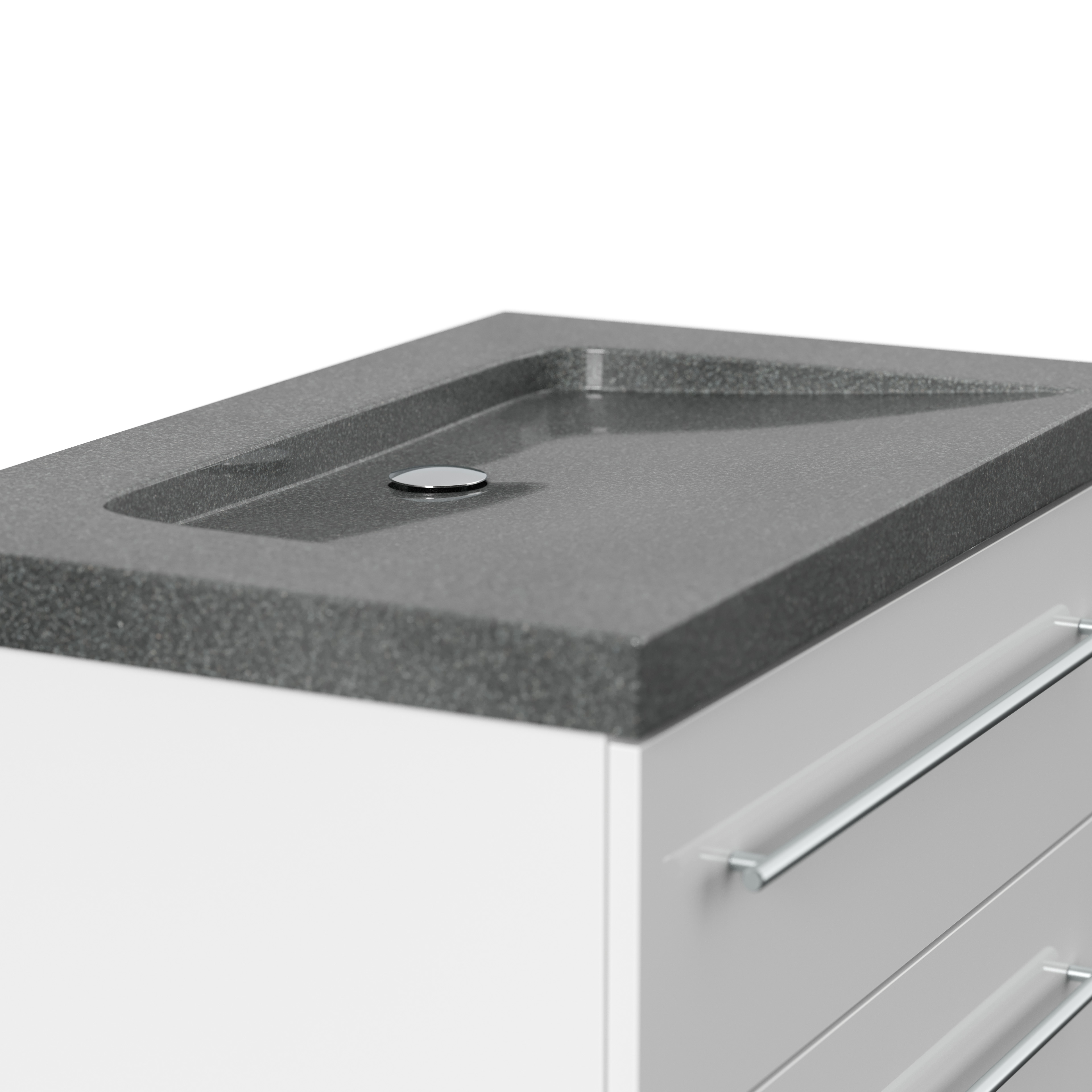 Badmöbel Granit G654 Damo 75 cm ohne Hahnloch SoftClose weiß hochglanz