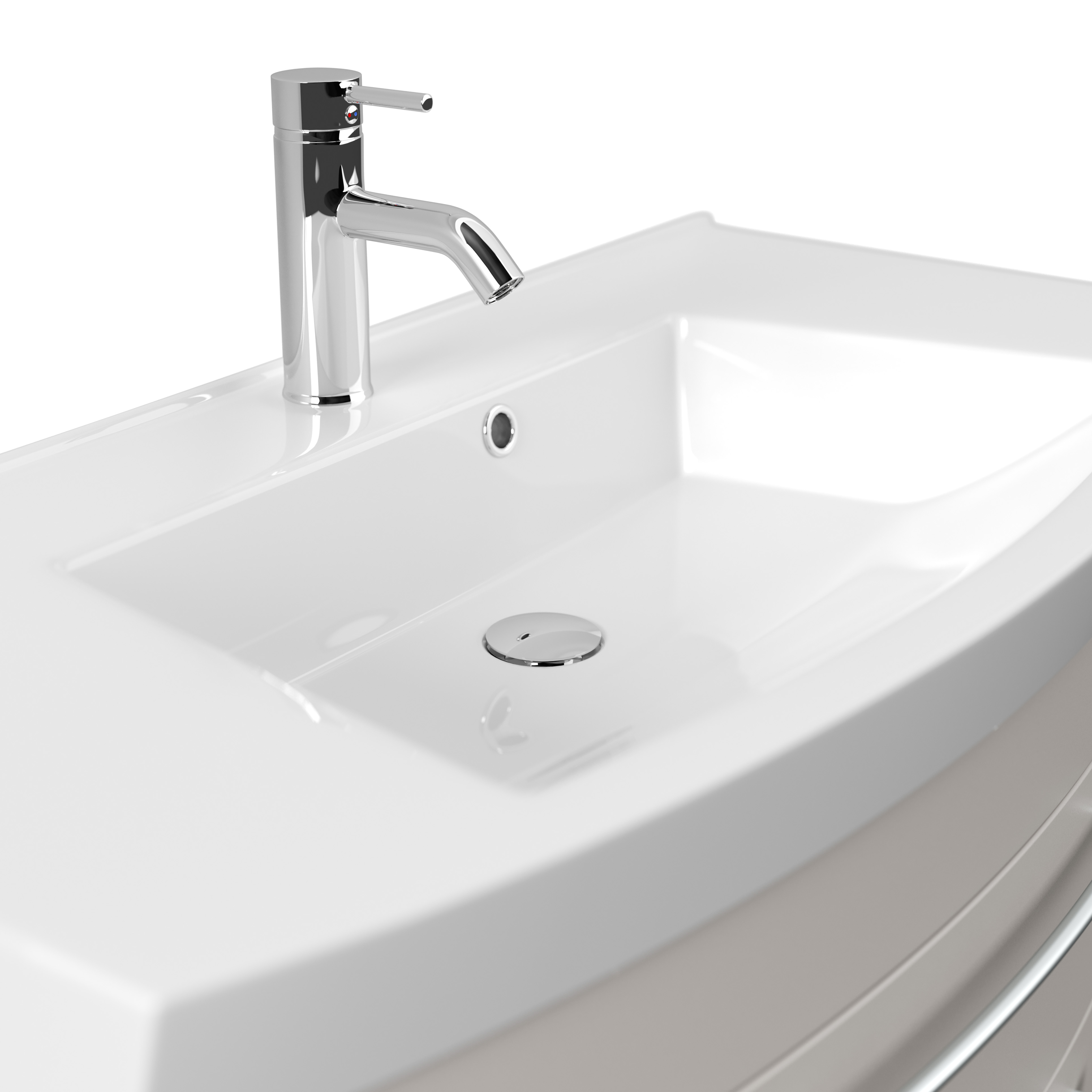 Badmöbel Bella 100 mit runder Front SoftClose lackiert weiss matt
