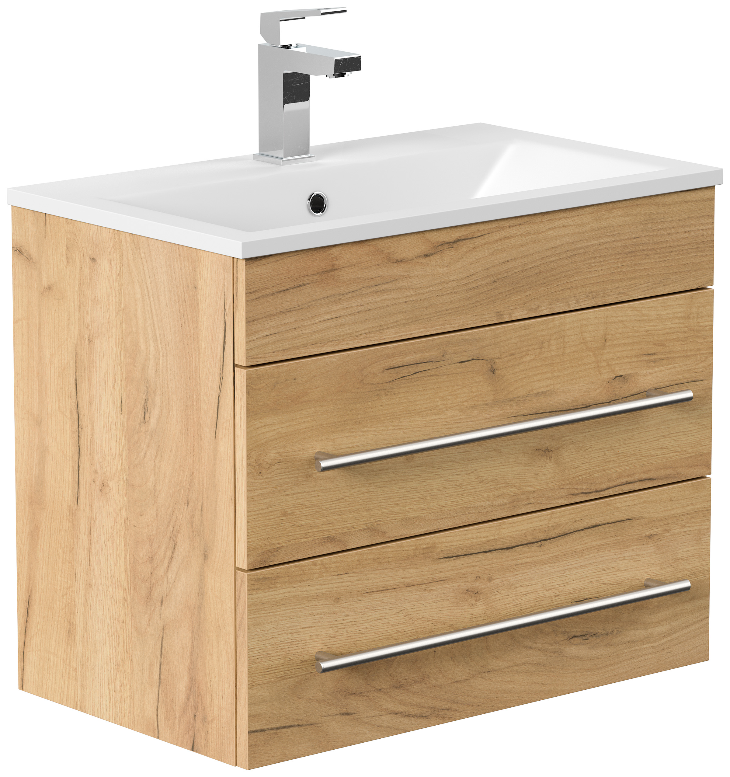 Badmöbel Mona 60x36cm mit 2 SoftClose Schubladen eiche gold